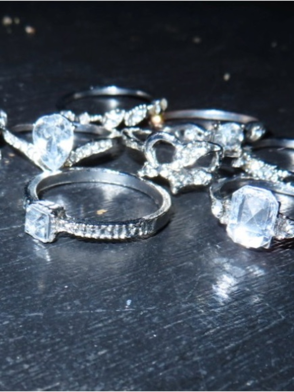 Silver Tone Crystal Accent Women's Ring - Clear